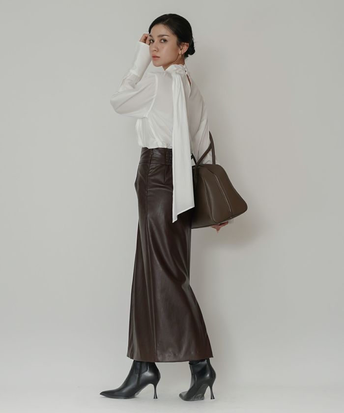 レザー ナロー スカート KINO THE KEI 全2色｜ktk631-0132【2