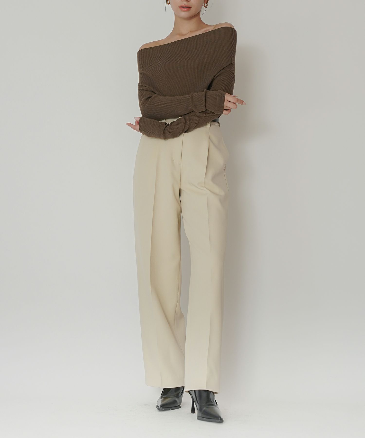 綺麗め オフィス 大人 スラックス ワイドスラックス ストレートパンツ セットアップ KINO THE KEI