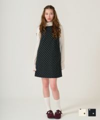 ドット/ジャンスカ/ワンピース/ブラック