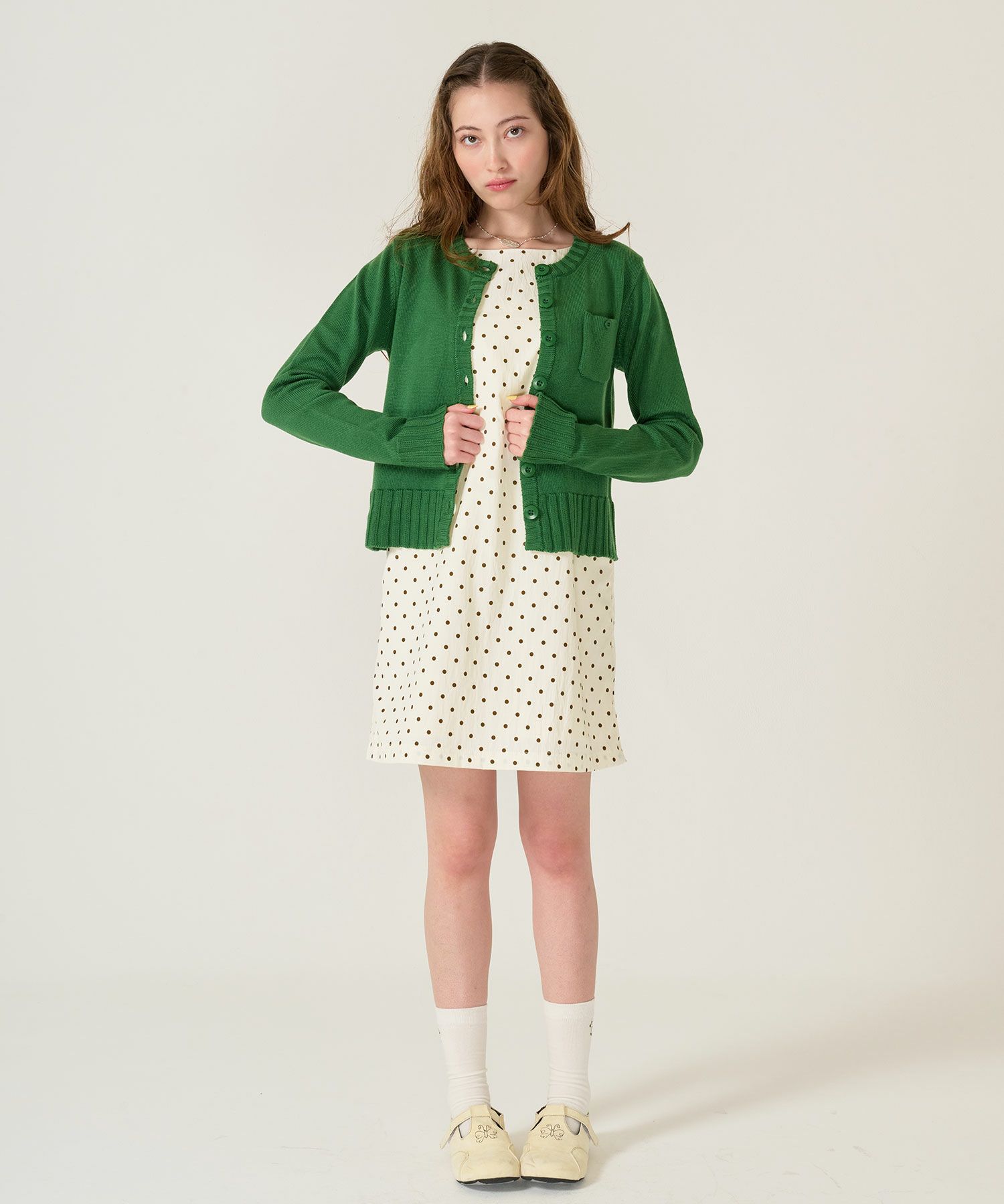 ドット/アイボリー/ジャンスカ/ワンピース