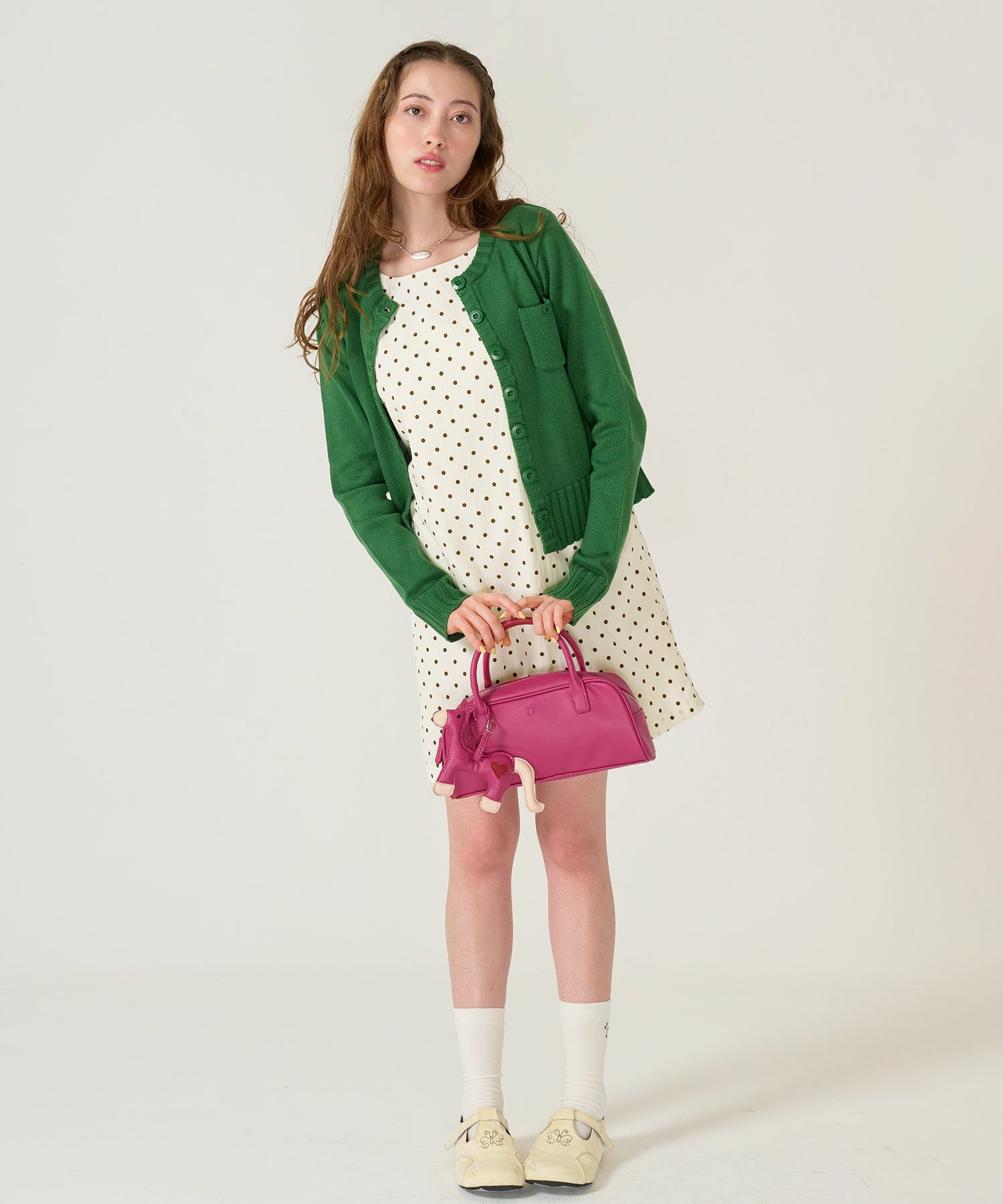 ドット/アイボリー/ジャンスカ/ワンピース