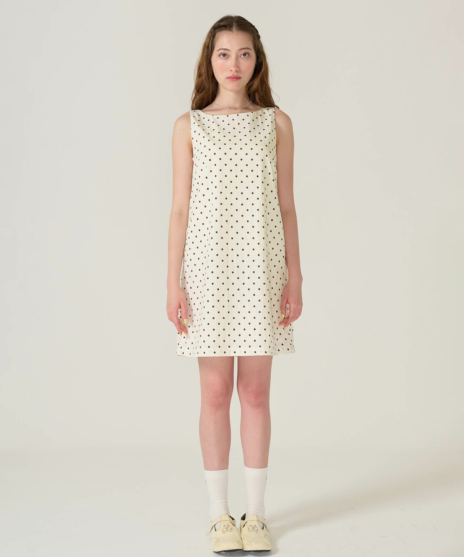 ドット/アイボリー/ジャンスカ/ワンピース