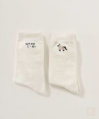刺繍/ソックス/ポニー/白靴下