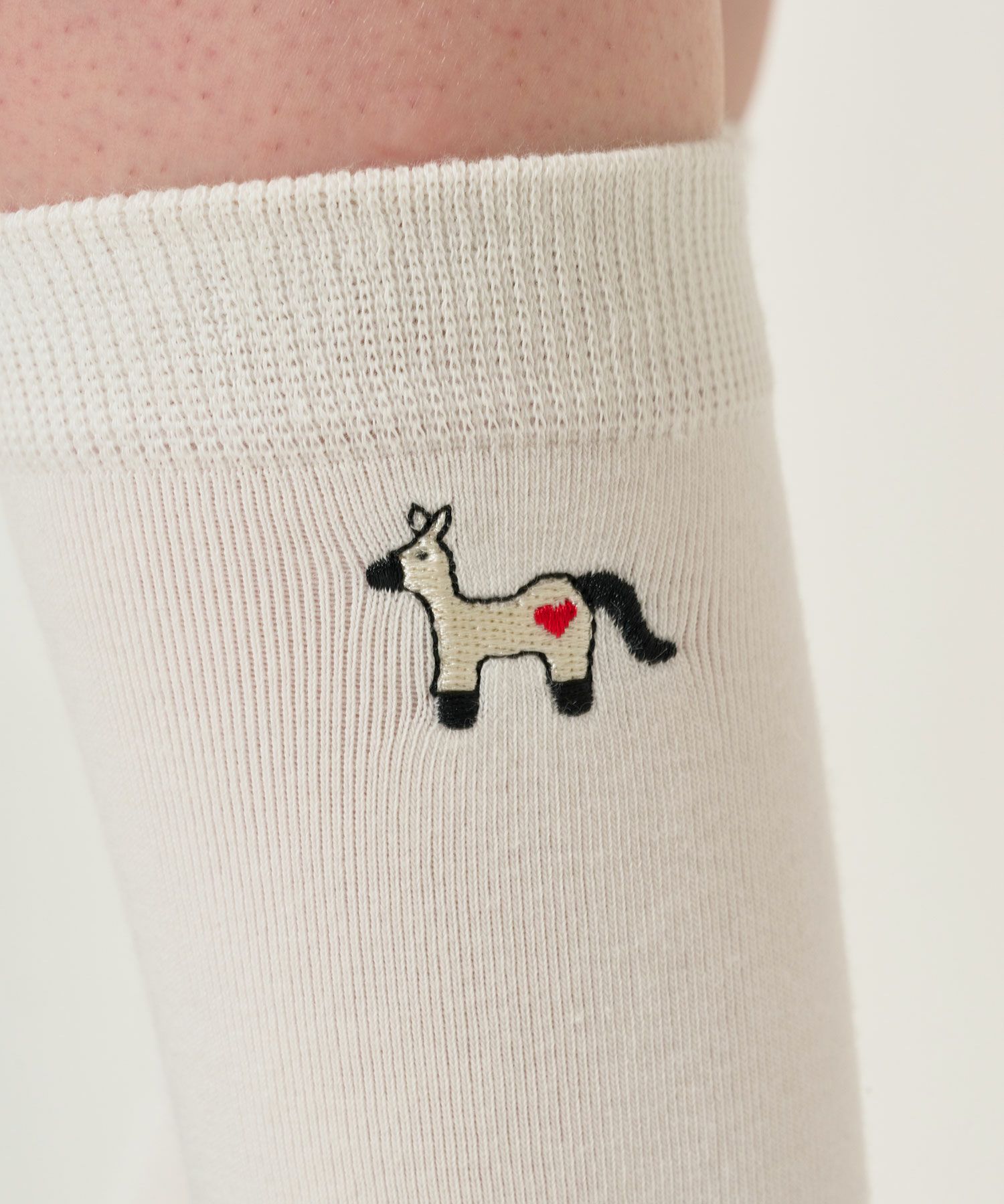 刺繍/ソックス/ポニー/白靴下