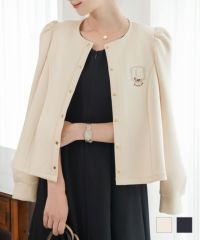 木馬エンブレムカットカーディガンlerevevanillerアイボリー/クラシックネイビー