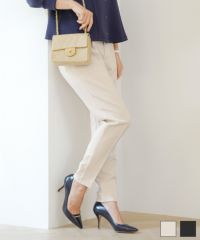 テーパード パンツ レディース フリル サイドフリル 細身 美脚 ポケット付き 裏地付き アイボリー ベージュ ブラック 大人かわいい きれいめ シンプル 春 夏 秋 通勤 オフィス カジュアル ボトムス スリムパンツ フェミニン フリルパンツ 着痩せ 楽ちん