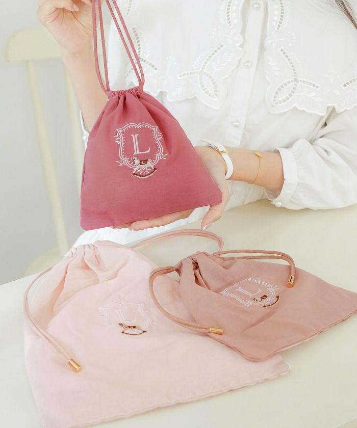 木馬 エンブレム 刺繍 巾着 3点セット le reve vaniller 全2色