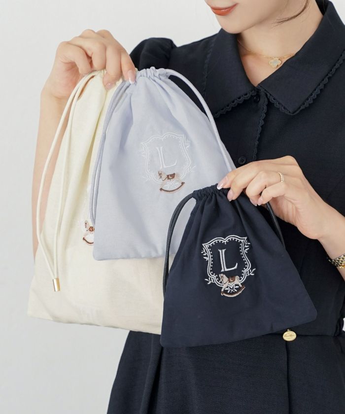 木馬 エンブレム 刺繍 巾着 3点セット le reve vaniller 全2色