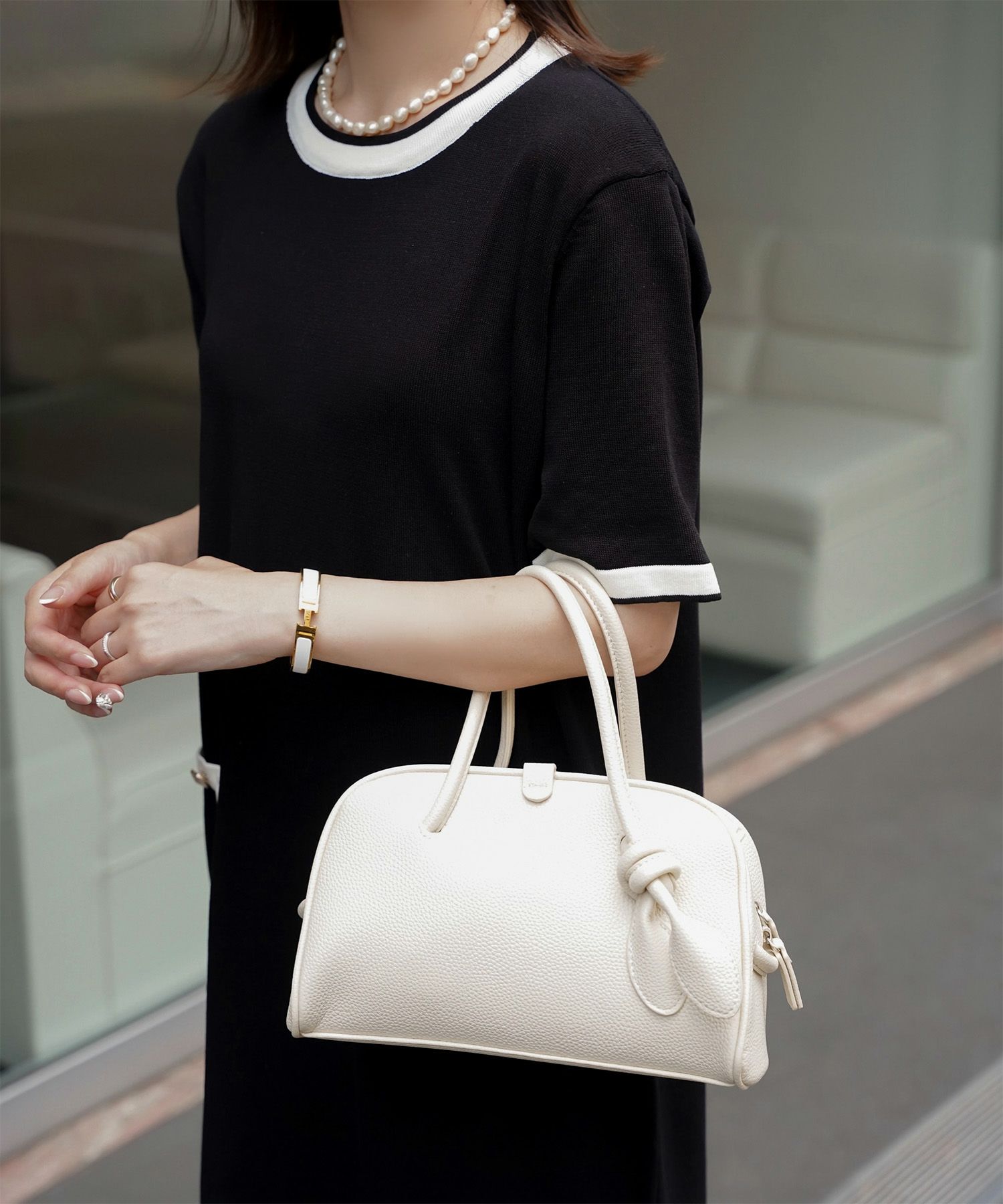 レディース バッグ きれいめ カジュアル ボストンバッグ 合皮 アイボリー/ピンク/ブラウン/ブラック/フリー