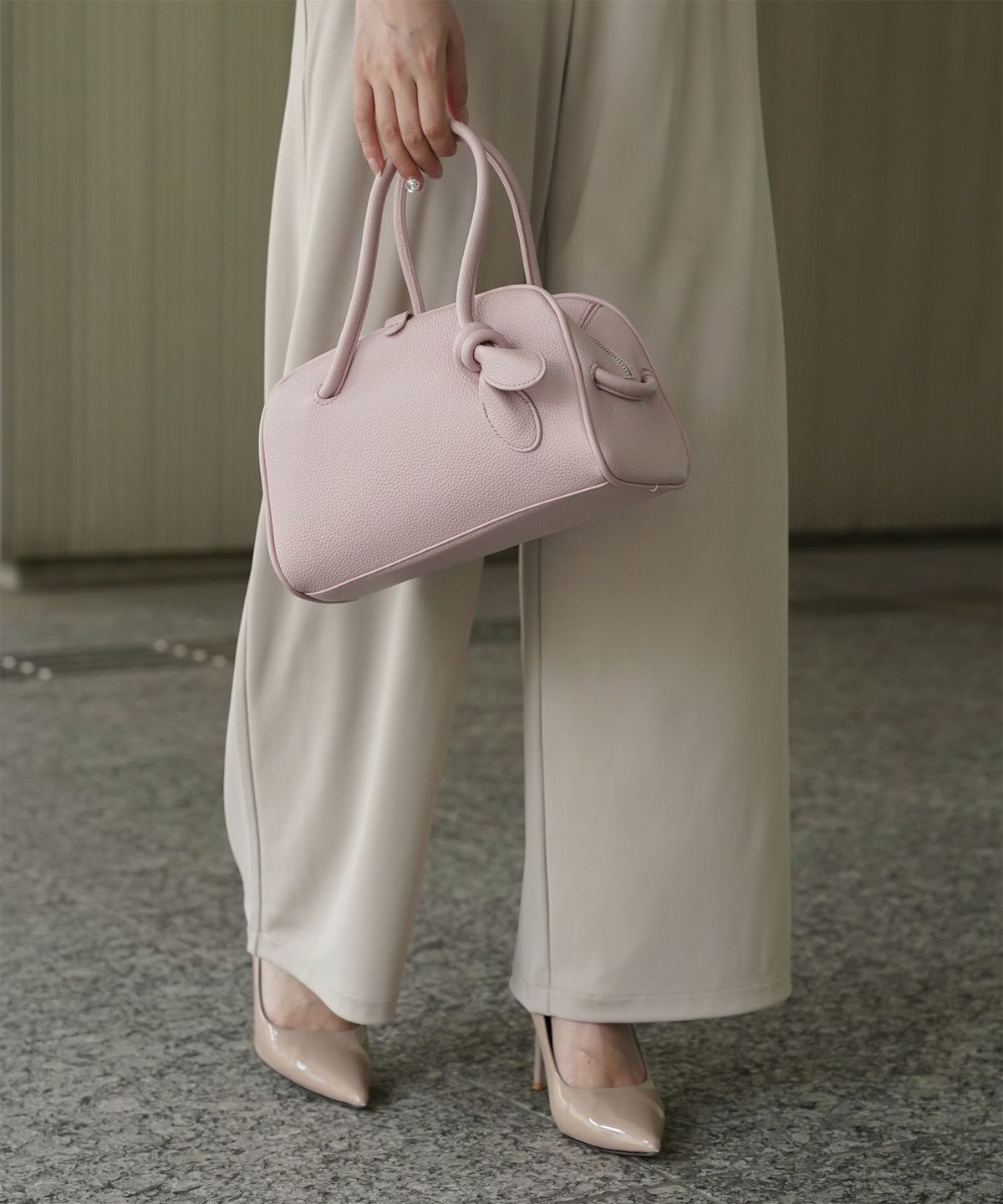 レディース バッグ きれいめ カジュアル ボストンバッグ 合皮 アイボリー/ピンク/ブラウン/ブラック/フリー