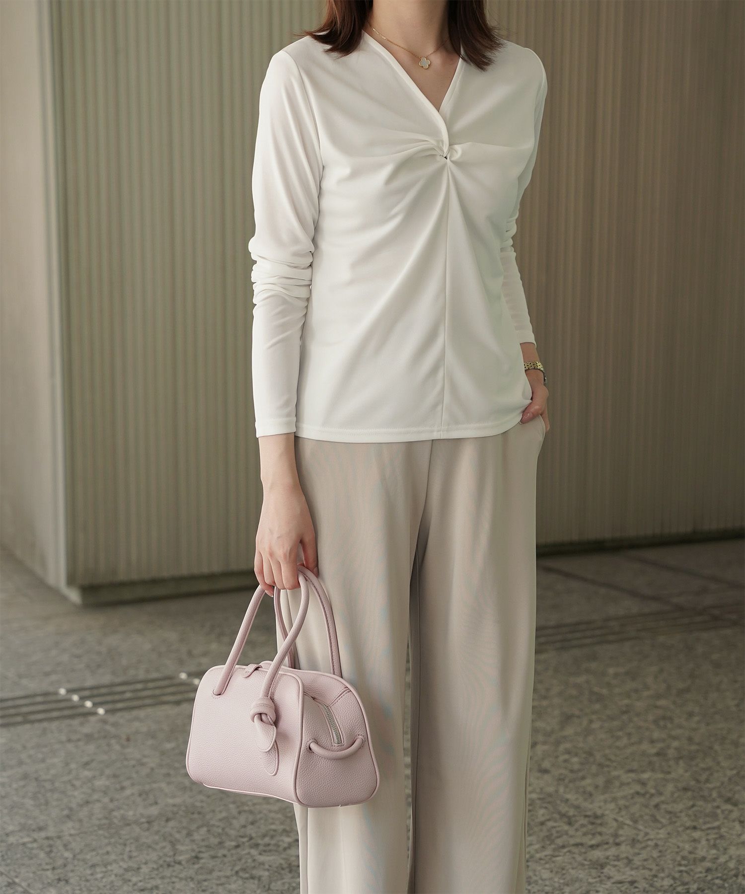 レディース バッグ きれいめ カジュアル ボストンバッグ 合皮 アイボリー/ピンク/ブラウン/ブラック/フリー