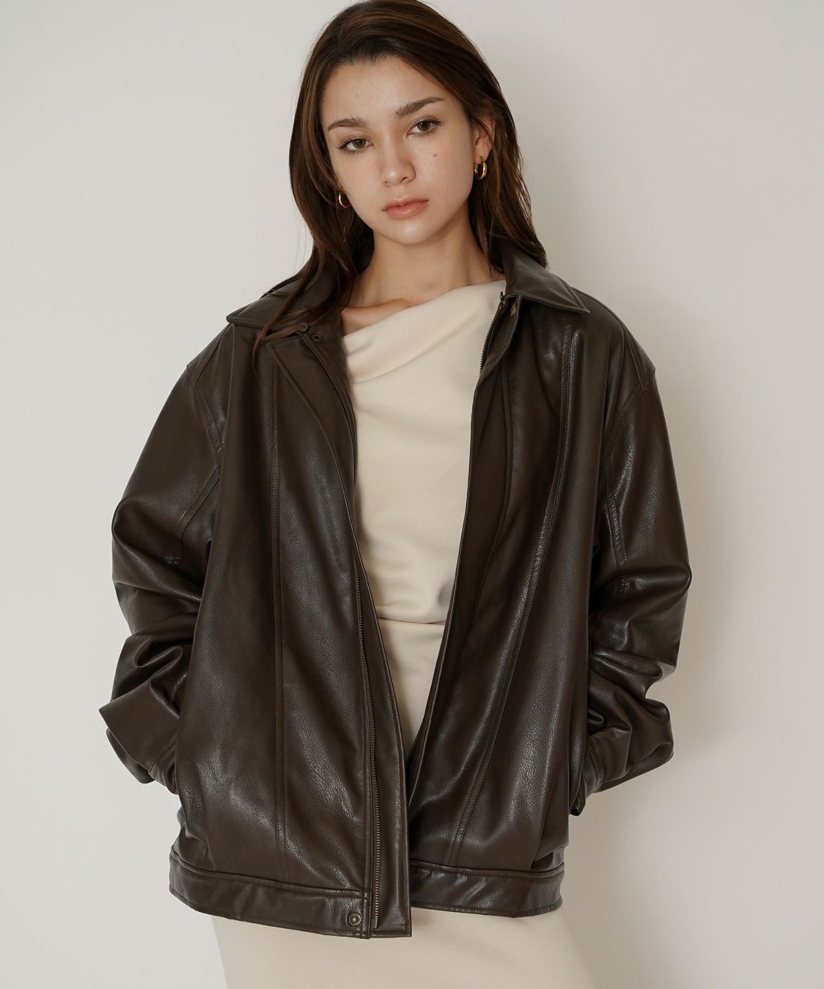 古着 ヴィンテージ ボア ライダース バイカーズブルゾン ユニセックス メンズライク ボーイッシュ 韓国風 綺麗め 細見え カジュアル KINO THE KEI