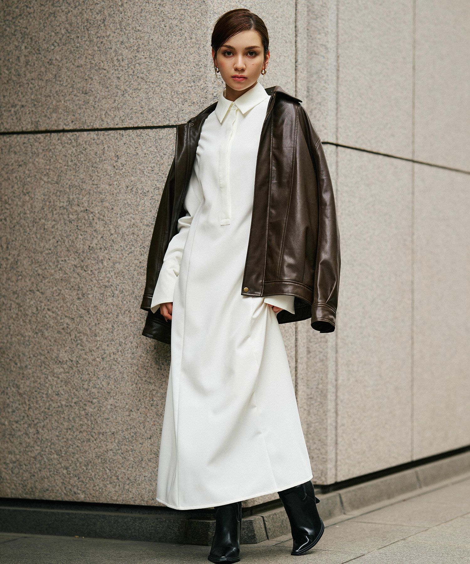 古着 ヴィンテージ ボア ライダース バイカーズブルゾン ユニセックス メンズライク ボーイッシュ 韓国風 綺麗め 細見え カジュアル KINO THE KEI