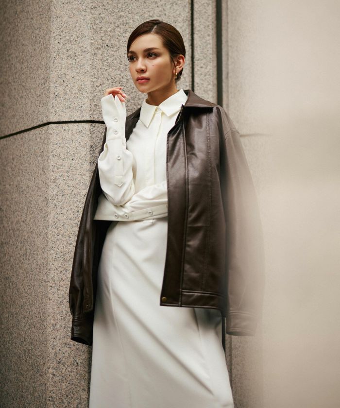 古着 ヴィンテージ ボア ライダース バイカーズブルゾン ユニセックス メンズライク ボーイッシュ 韓国風 綺麗め 細見え カジュアル KINO THE KEI