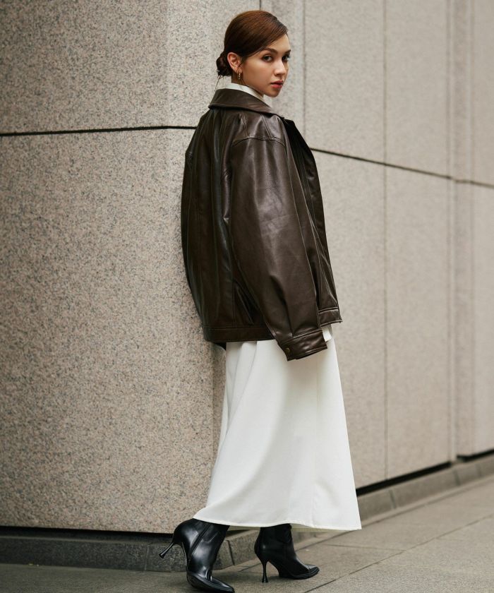 古着 ヴィンテージ ボア ライダース バイカーズブルゾン ユニセックス メンズライク ボーイッシュ 韓国風 綺麗め 細見え カジュアル KINO THE KEI