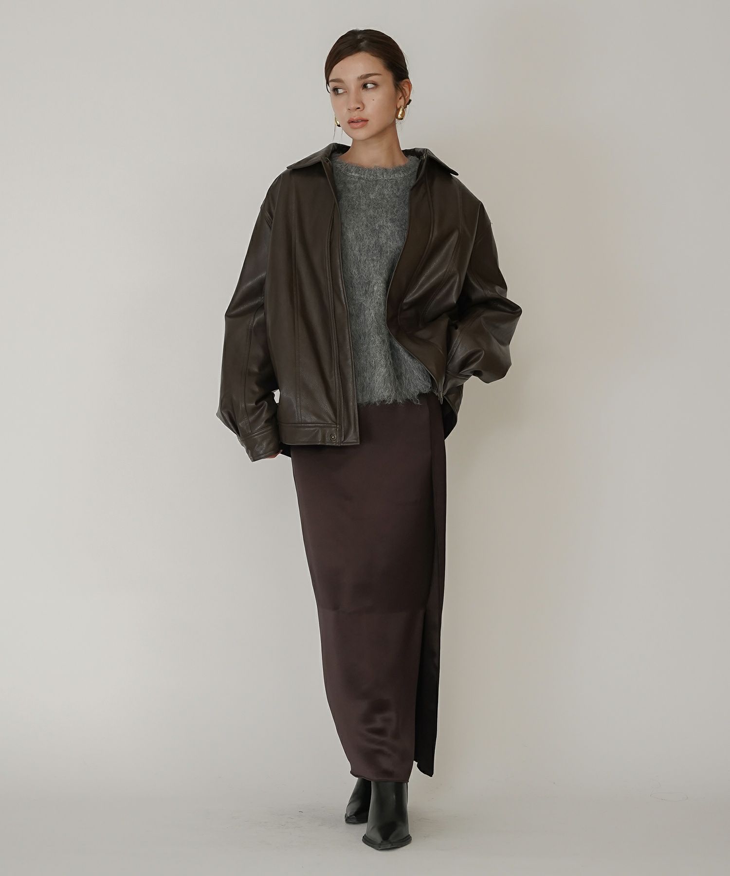 古着 ヴィンテージ ボア ライダース バイカーズブルゾン ユニセックス メンズライク ボーイッシュ 韓国風 綺麗め 細見え カジュアル KINO THE KEI