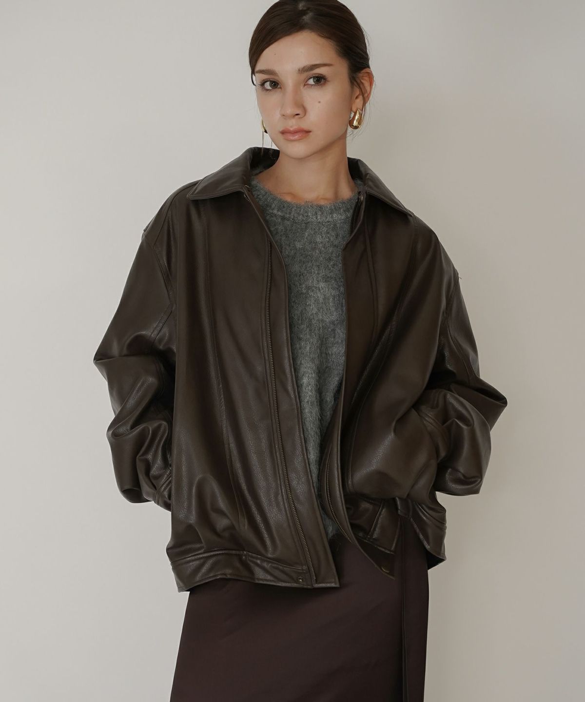 古着 ヴィンテージ ボア ライダース バイカーズブルゾン ユニセックス メンズライク ボーイッシュ 韓国風 綺麗め 細見え カジュアル KINO THE KEI