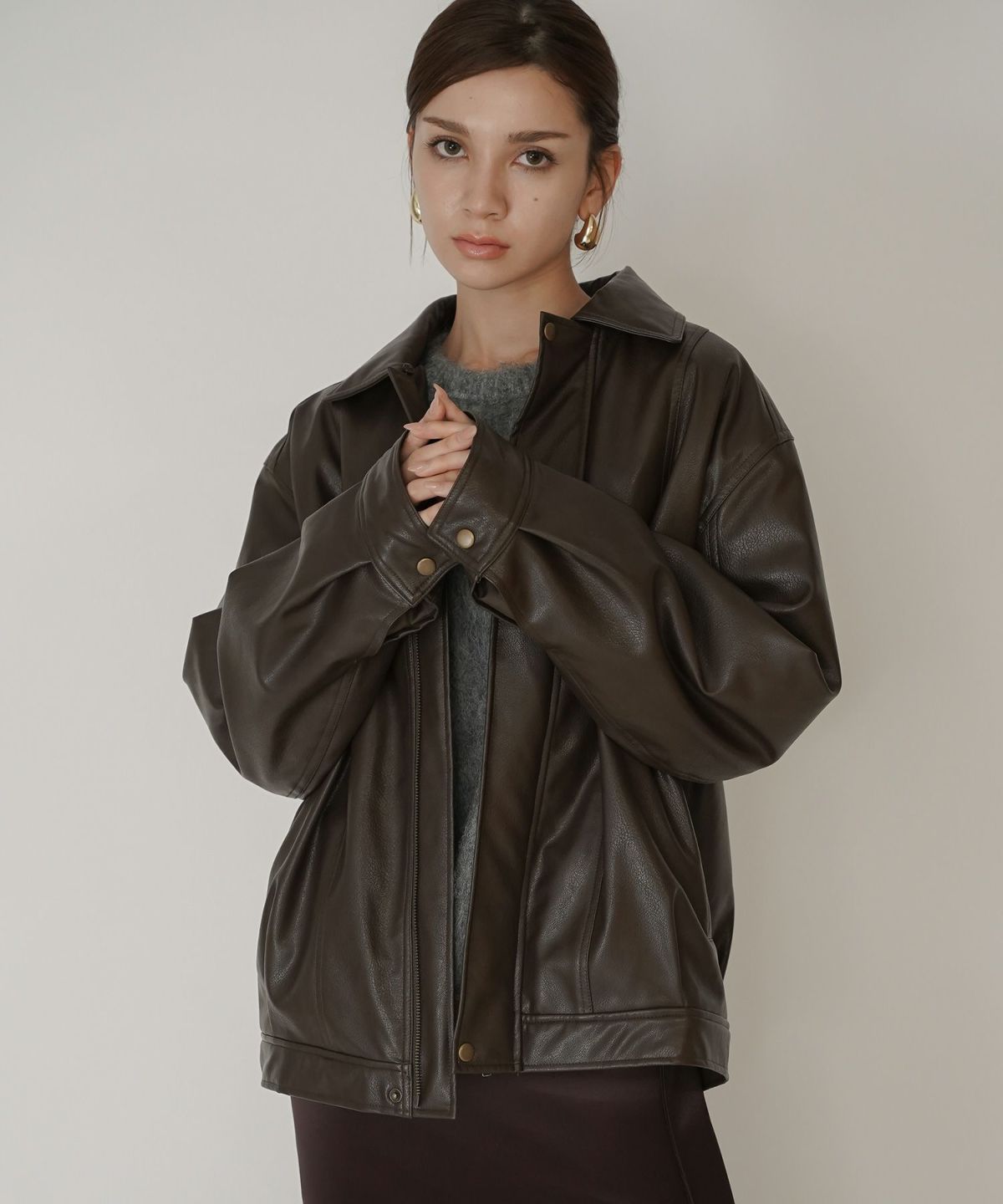 古着 ヴィンテージ ボア ライダース バイカーズブルゾン ユニセックス メンズライク ボーイッシュ 韓国風 綺麗め 細見え カジュアル KINO THE KEI