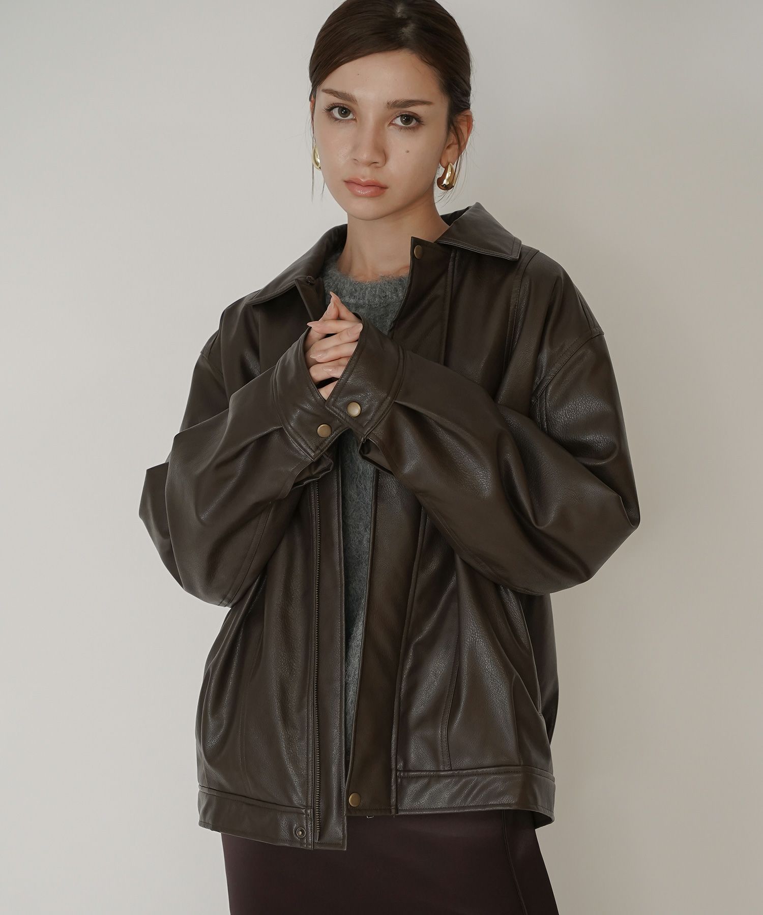 古着 ヴィンテージ ボア ライダース バイカーズブルゾン ユニセックス メンズライク ボーイッシュ 韓国風 綺麗め 細見え カジュアル KINO THE KEI