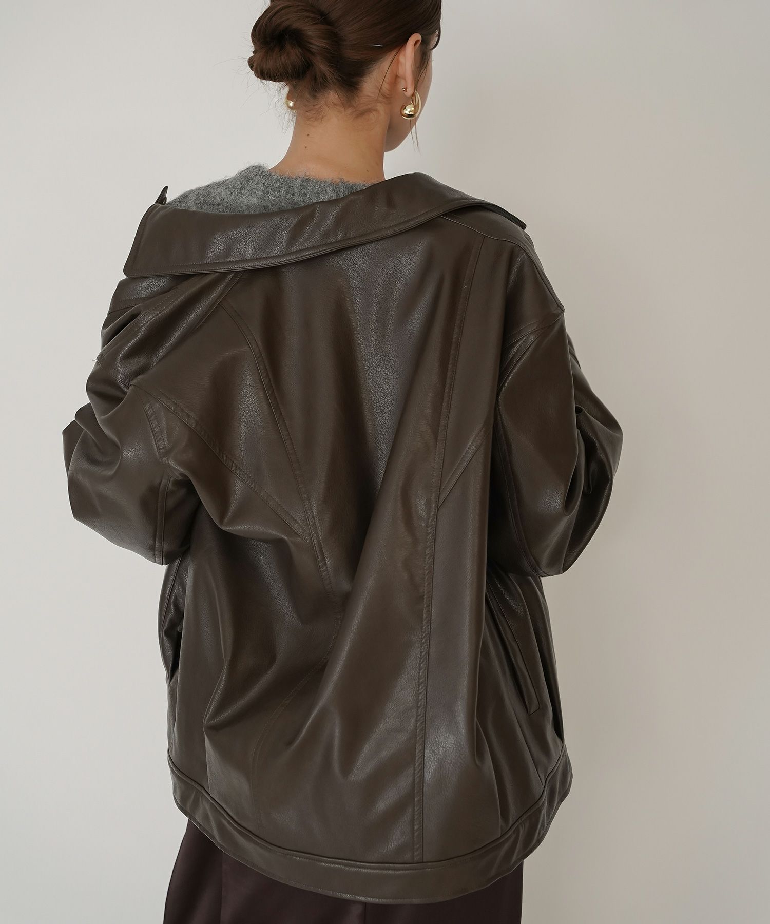 古着 ヴィンテージ ボア ライダース バイカーズブルゾン ユニセックス メンズライク ボーイッシュ 韓国風 綺麗め 細見え カジュアル KINO THE KEI