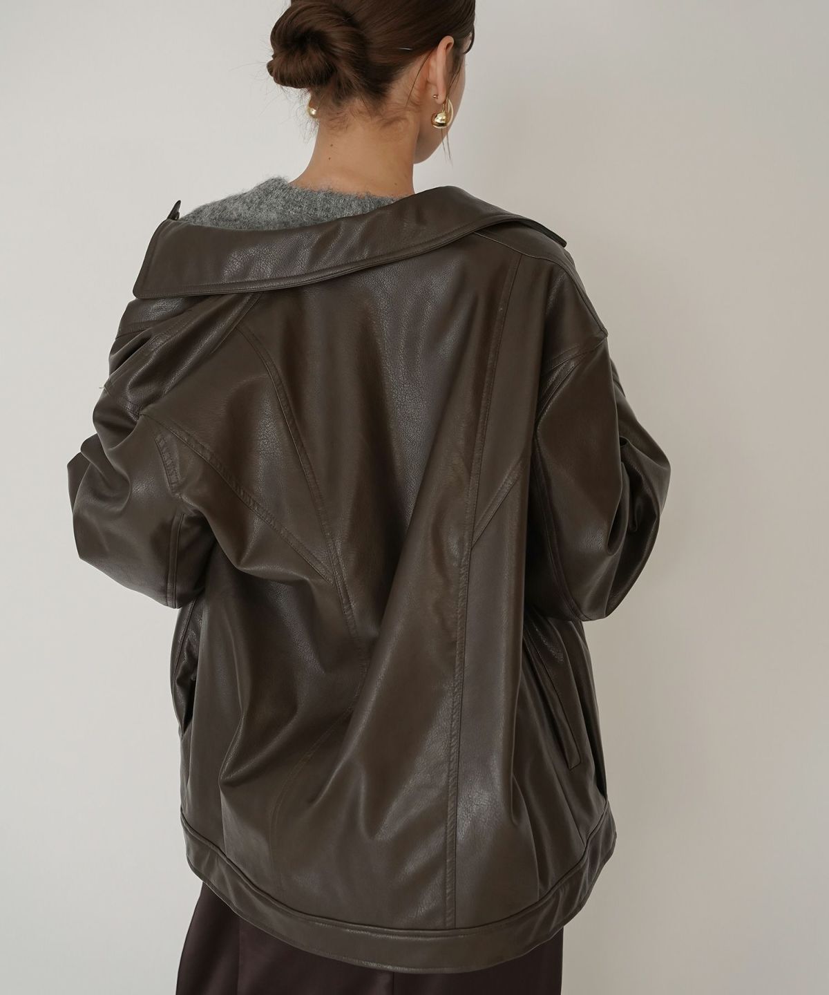 古着 ヴィンテージ ボア ライダース バイカーズブルゾン ユニセックス メンズライク ボーイッシュ 韓国風 綺麗め 細見え カジュアル KINO THE KEI