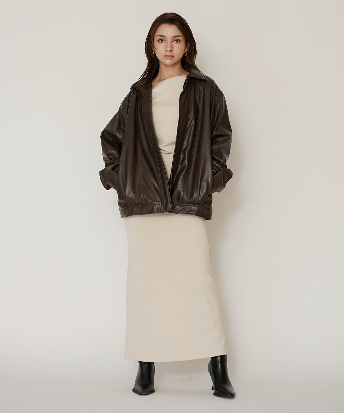 古着 ヴィンテージ ボア ライダース バイカーズブルゾン ユニセックス メンズライク ボーイッシュ 韓国風 綺麗め 細見え カジュアル KINO THE KEI