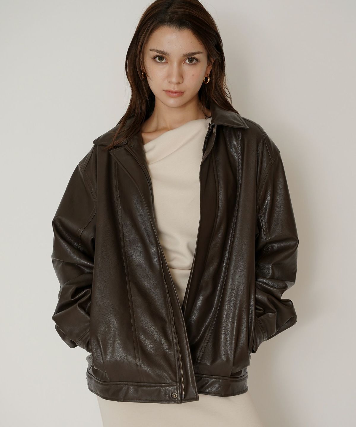 古着 ヴィンテージ ボア ライダース バイカーズブルゾン ユニセックス メンズライク ボーイッシュ 韓国風 綺麗め 細見え カジュアル KINO THE KEI