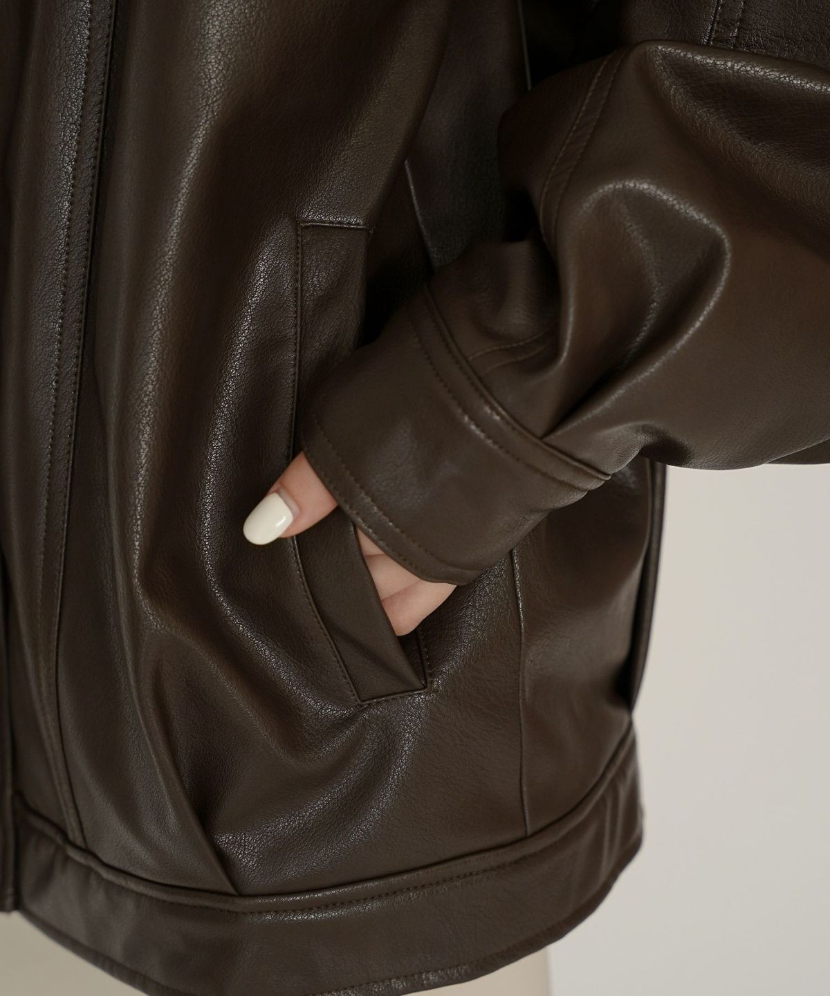 古着 ヴィンテージ ボア ライダース バイカーズブルゾン ユニセックス メンズライク ボーイッシュ 韓国風 綺麗め 細見え カジュアル KINO THE KEI