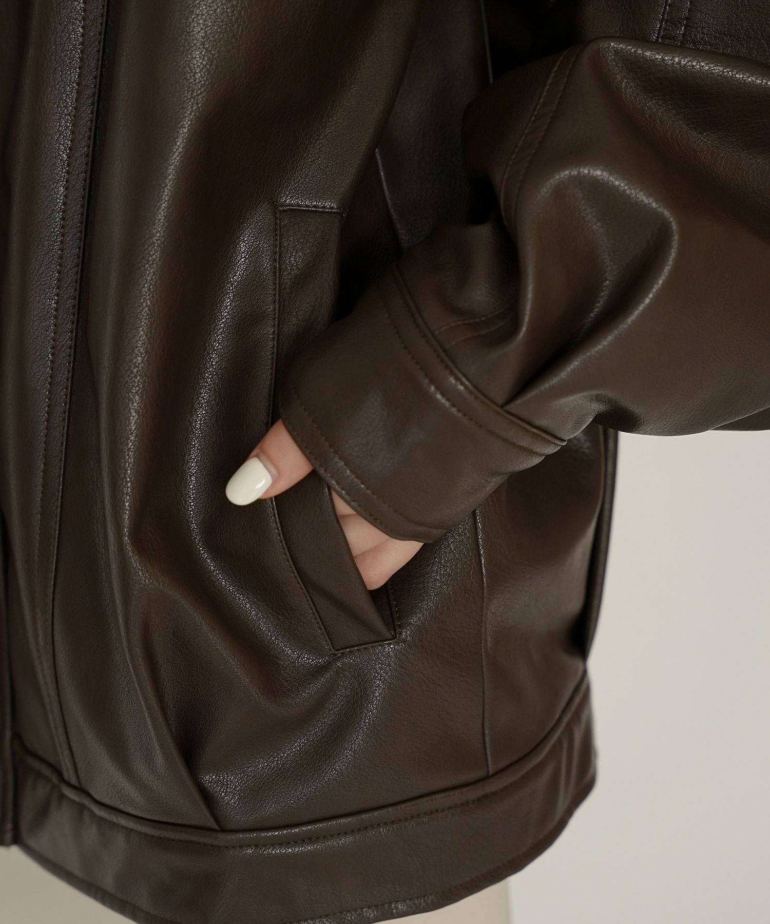 古着 ヴィンテージ ボア ライダース バイカーズブルゾン ユニセックス メンズライク ボーイッシュ 韓国風 綺麗め 細見え カジュアル KINO THE KEI