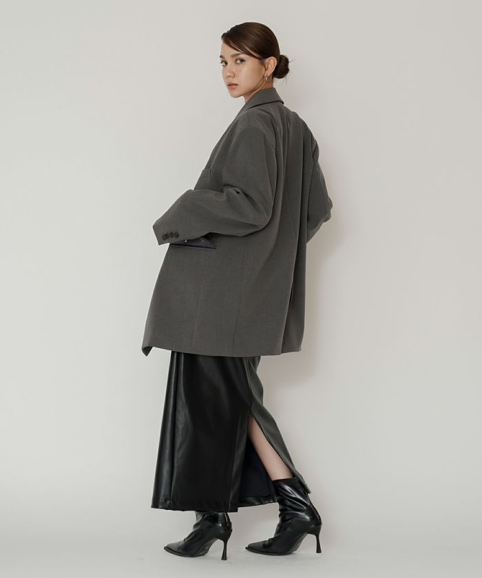 モード 肩幅 大きめ ブレザー アウター ビジネス 秋 韓国系 綺麗め 細見え カジュアル KINO THE KEI