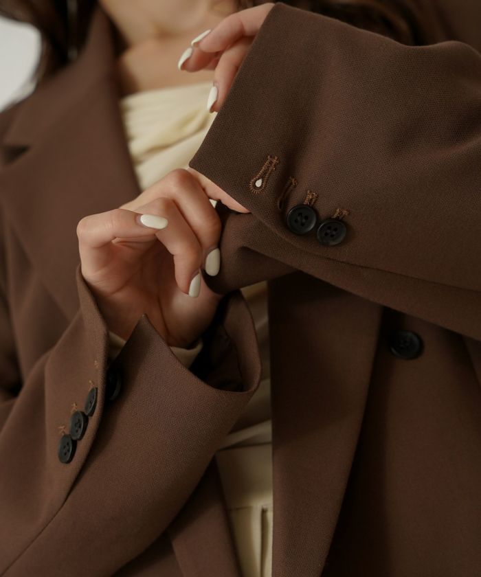 モード 肩幅 大きめ ブレザー アウター ビジネス 秋 韓国系 綺麗め 細見え カジュアル KINO THE KEI