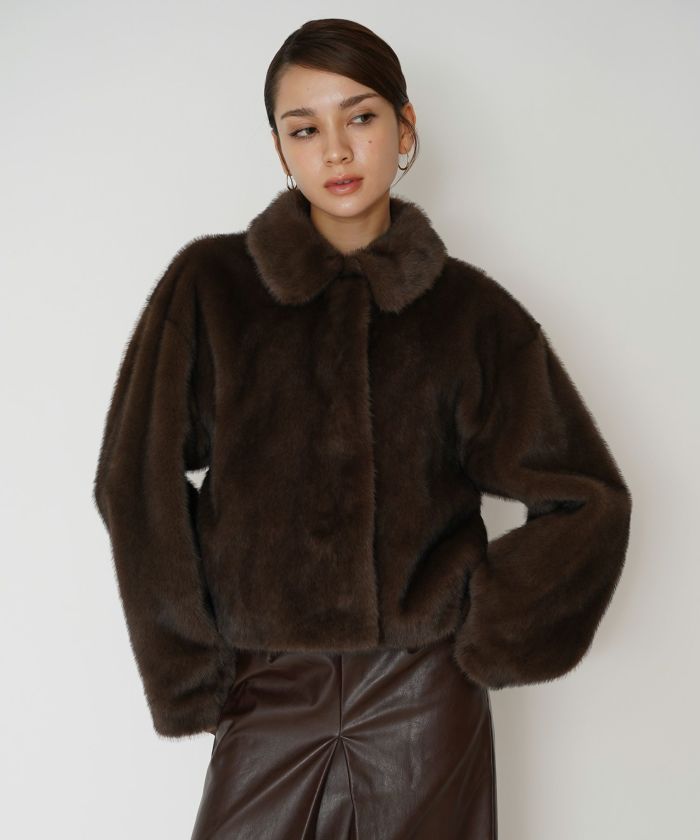 大人かわいい 上品 ディナー デート コンパクト クロップド丈 ファーコート 軽い 韓国風 綺麗め 細見え カジュアル KINO THE KEI