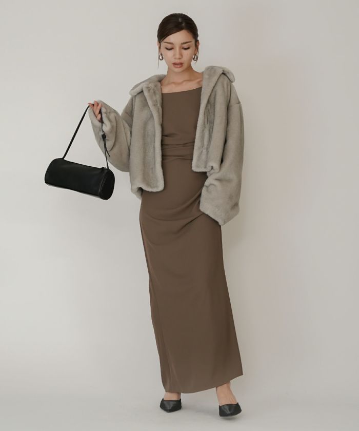 大人かわいい 上品 ディナー デート コンパクト クロップド丈 ファーコート 軽い 韓国風 綺麗め 細見え カジュアル KINO THE KEI