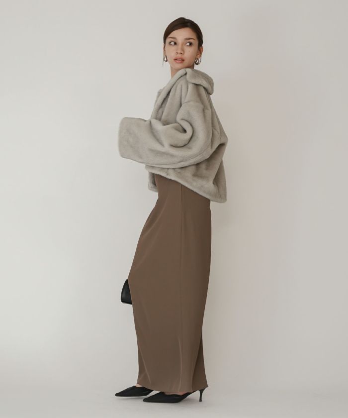 大人かわいい 上品 ディナー デート コンパクト クロップド丈 ファーコート 軽い 韓国風 綺麗め 細見え カジュアル KINO THE KEI