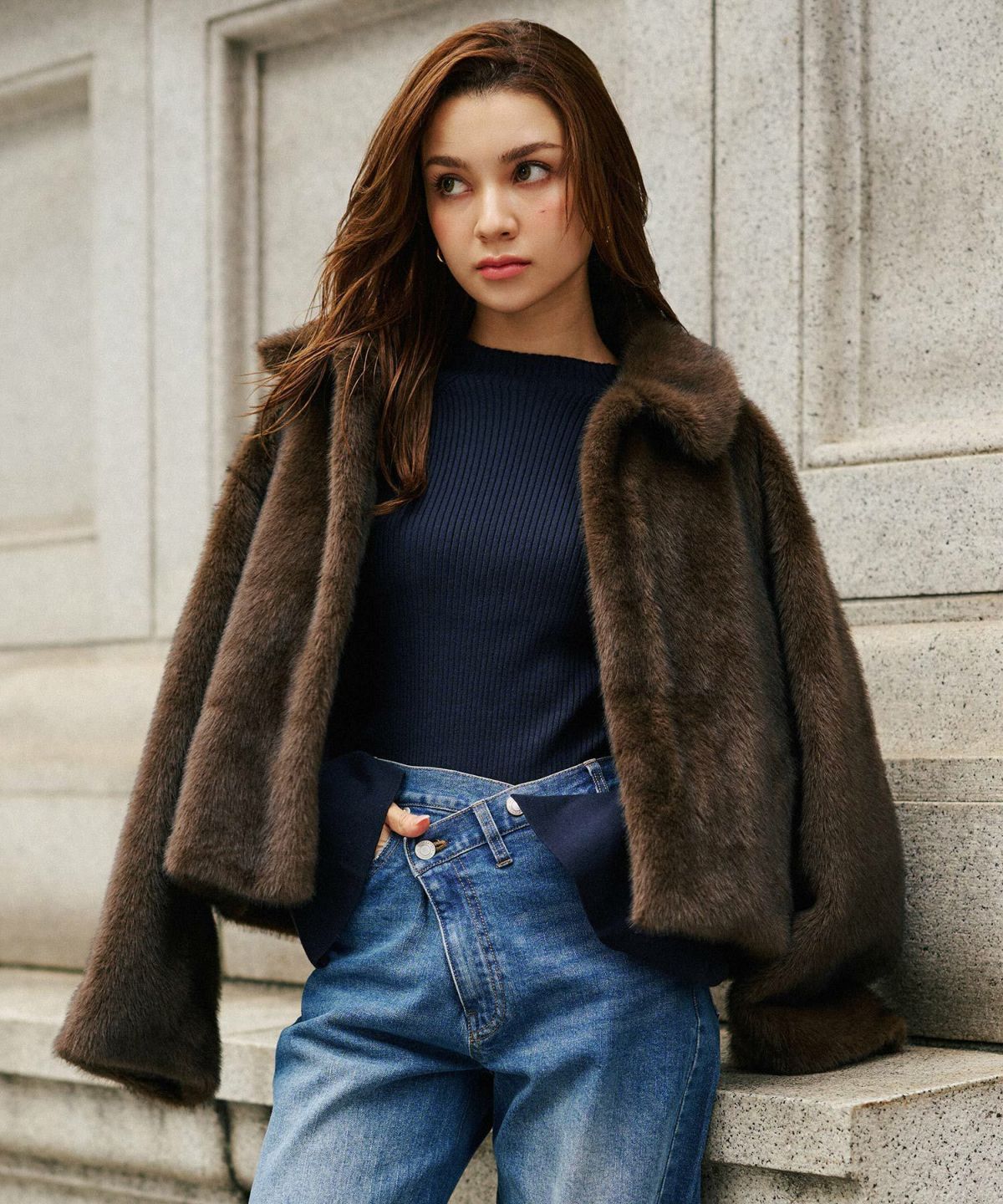 大人かわいい 上品 ディナー デート コンパクト クロップド丈 ファーコート 軽い 韓国風 綺麗め 細見え カジュアル KINO THE KEI