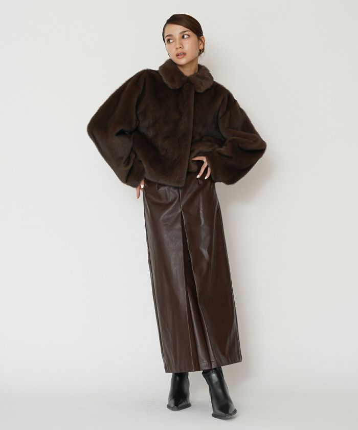 大人かわいい 上品 ディナー デート コンパクト クロップド丈 ファーコート 軽い 韓国風 綺麗め 細見え カジュアル KINO THE KEI