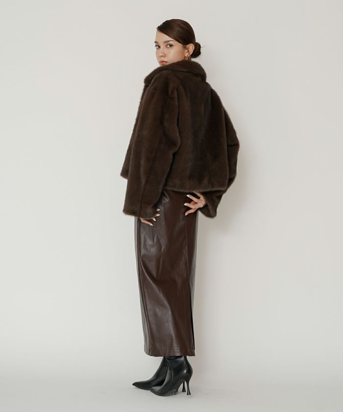 大人かわいい 上品 ディナー デート コンパクト クロップド丈 ファーコート 軽い 韓国風 綺麗め 細見え カジュアル KINO THE KEI