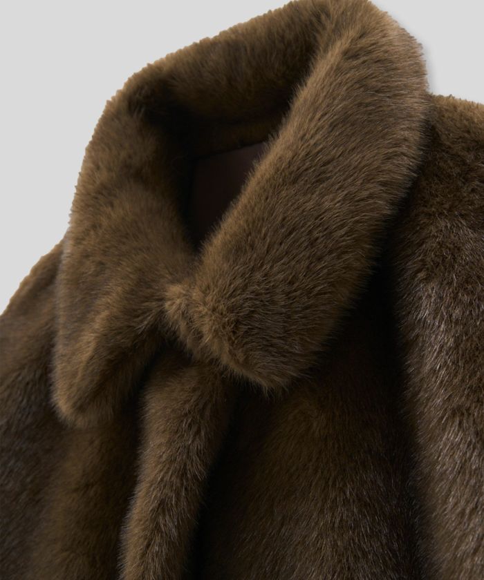 大人かわいい 上品 ディナー デート コンパクト クロップド丈 ファーコート 軽い 韓国風 綺麗め 細見え カジュアル KINO THE KEI