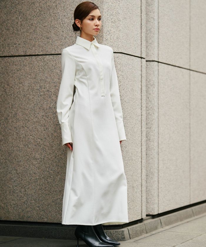 シャツワンピ 細見え モード 上品 ヴィンテージ 古着 ジャストシルエット 韓国風 綺麗め 細見え カジュアル KINO THE KEI