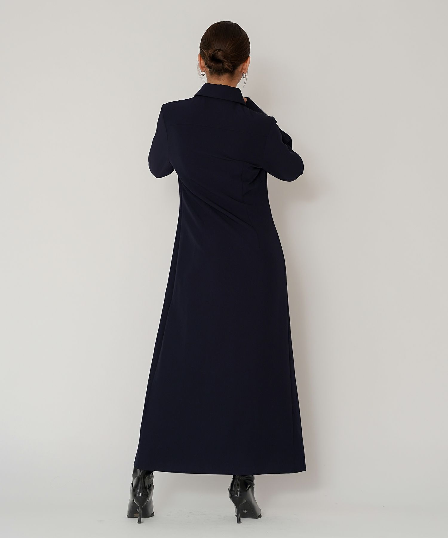 シャツワンピ 細見え モード 上品 ヴィンテージ 古着 ジャストシルエット 韓国風 綺麗め 細見え カジュアル KINO THE KEI