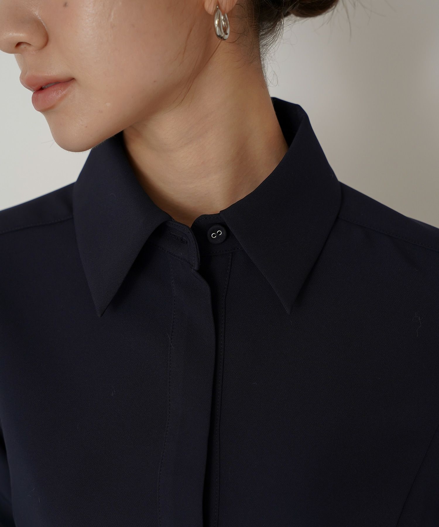 シャツワンピ 細見え モード 上品 ヴィンテージ 古着 ジャストシルエット 韓国風 綺麗め 細見え カジュアル KINO THE KEI