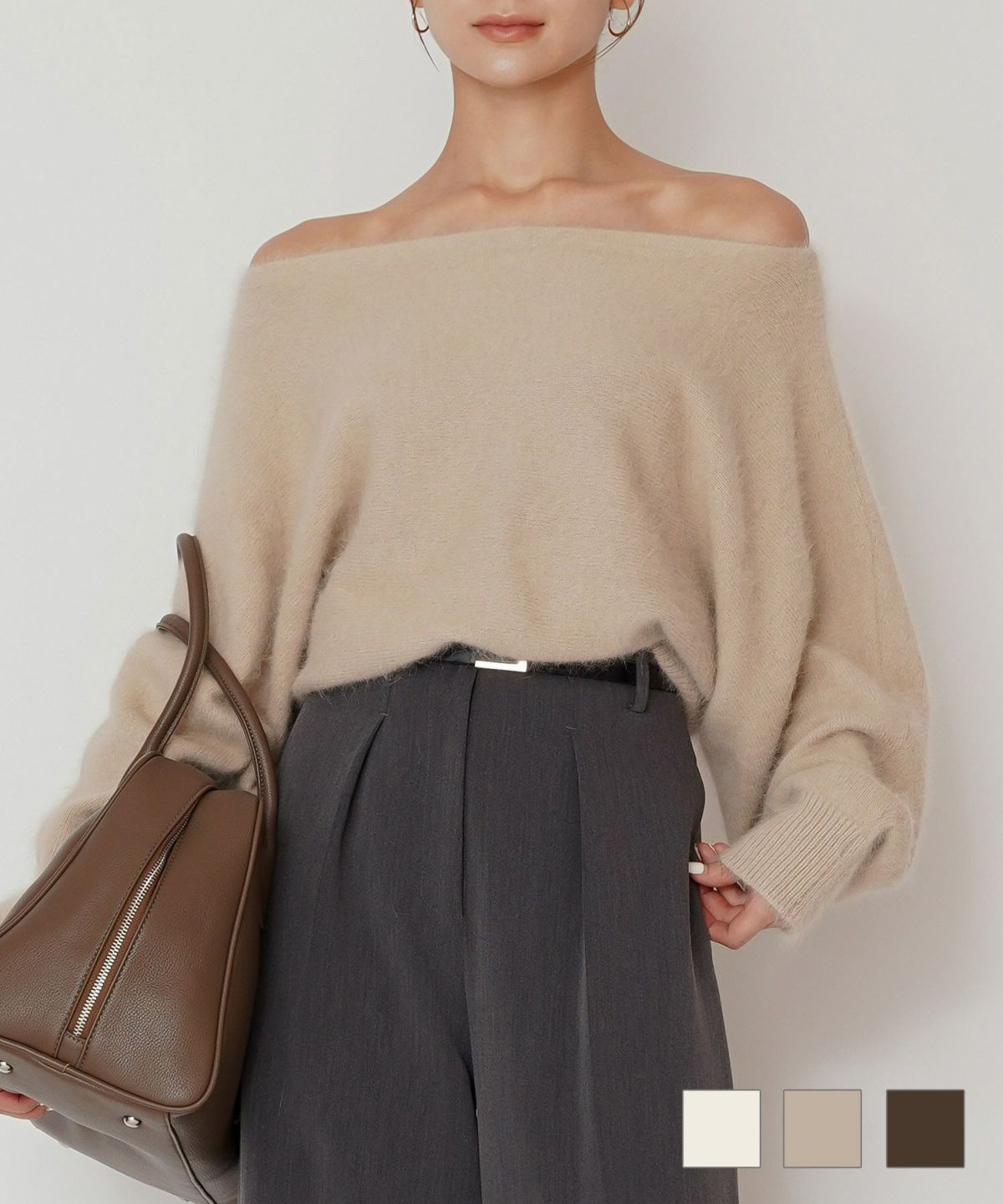 アンゴラ ファー オフショル ニット KINO THE KEI