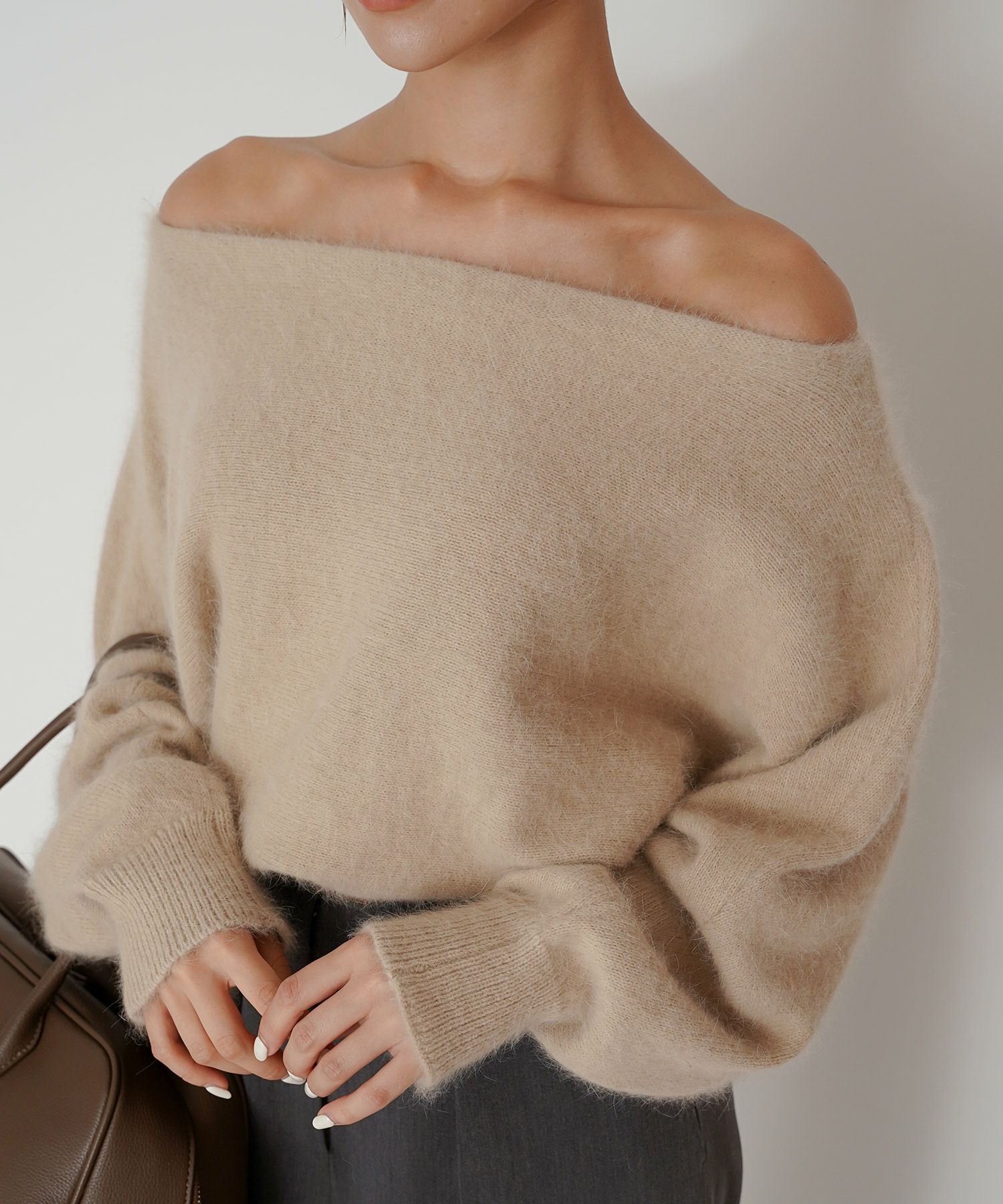 アンゴラ ファー オフショル ニット KINO THE KEI 全3色｜ktk441-0141