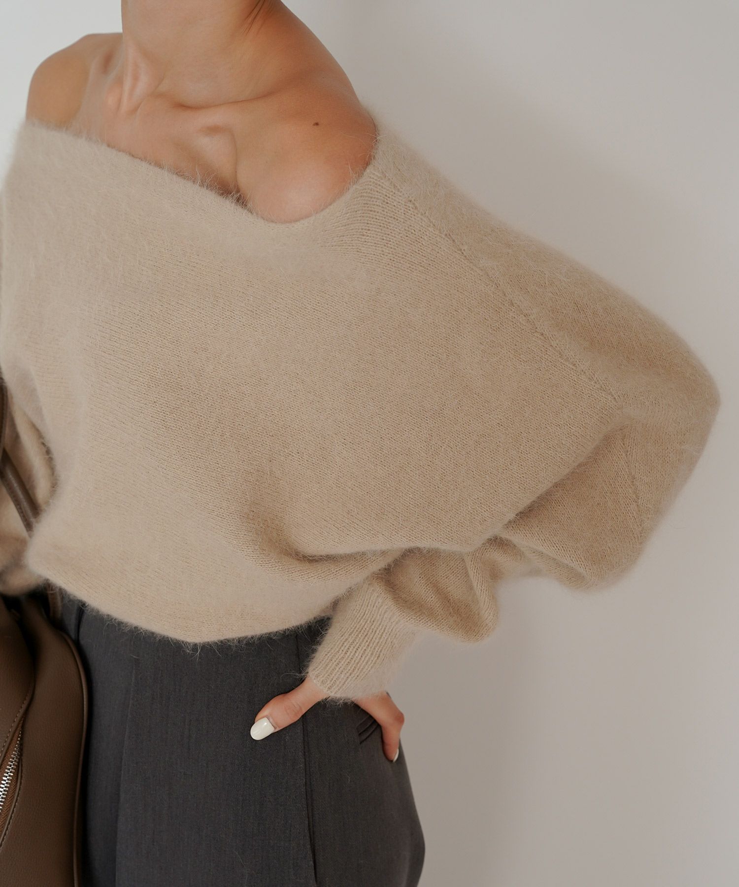 アンゴラ ファー オフショル ニット KINO THE KEI 全3色｜ktk441-0141