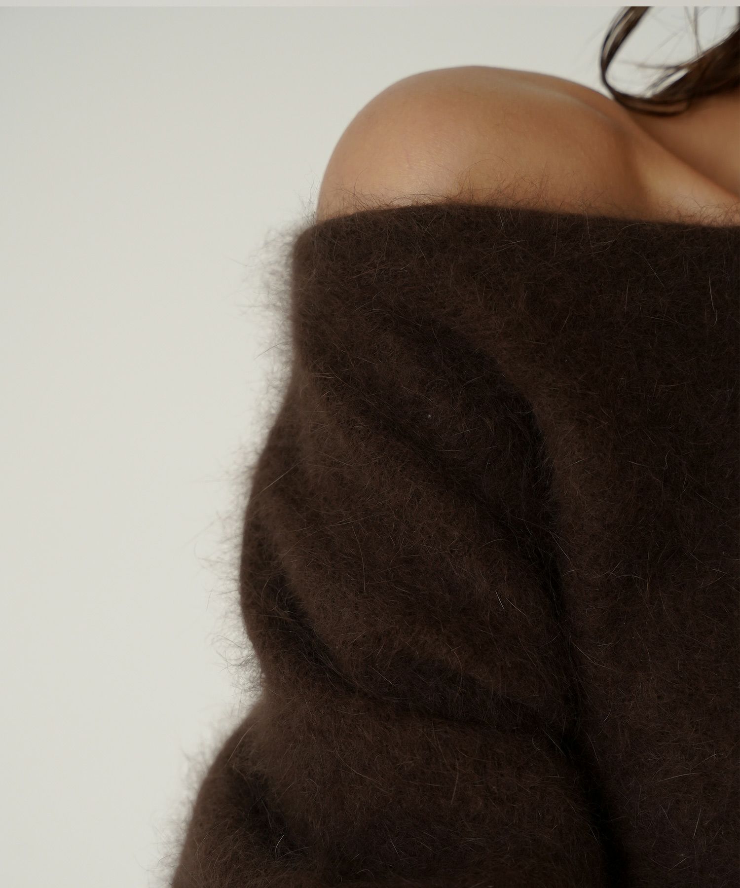 モヘア ラクーン オフショルニット ふんわりニット 女性らしい モテニット 韓国風 綺麗め 細見え カジュアル KINO THE KEI