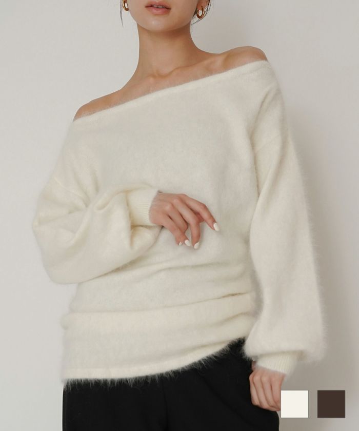 アンゴラ ファー オフショル ミニ ワンピース KINO THE KEI