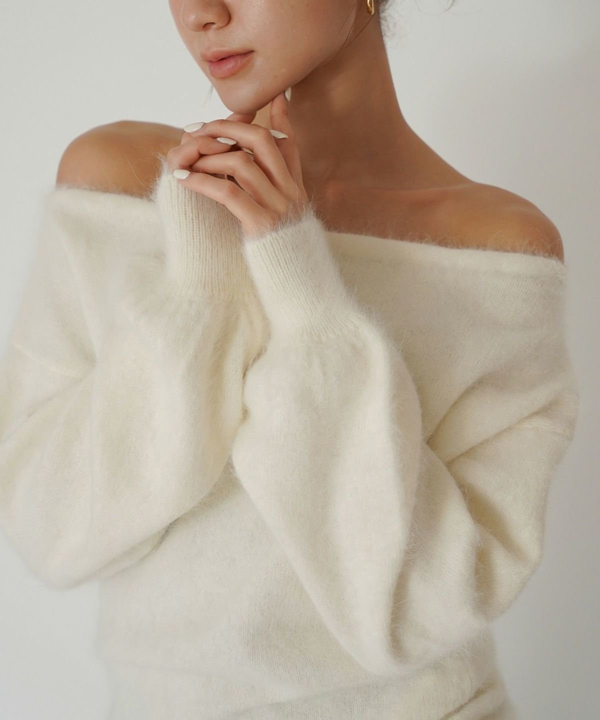 アンゴラ ファー オフショル ミニ ワンピース KINO THE KEI