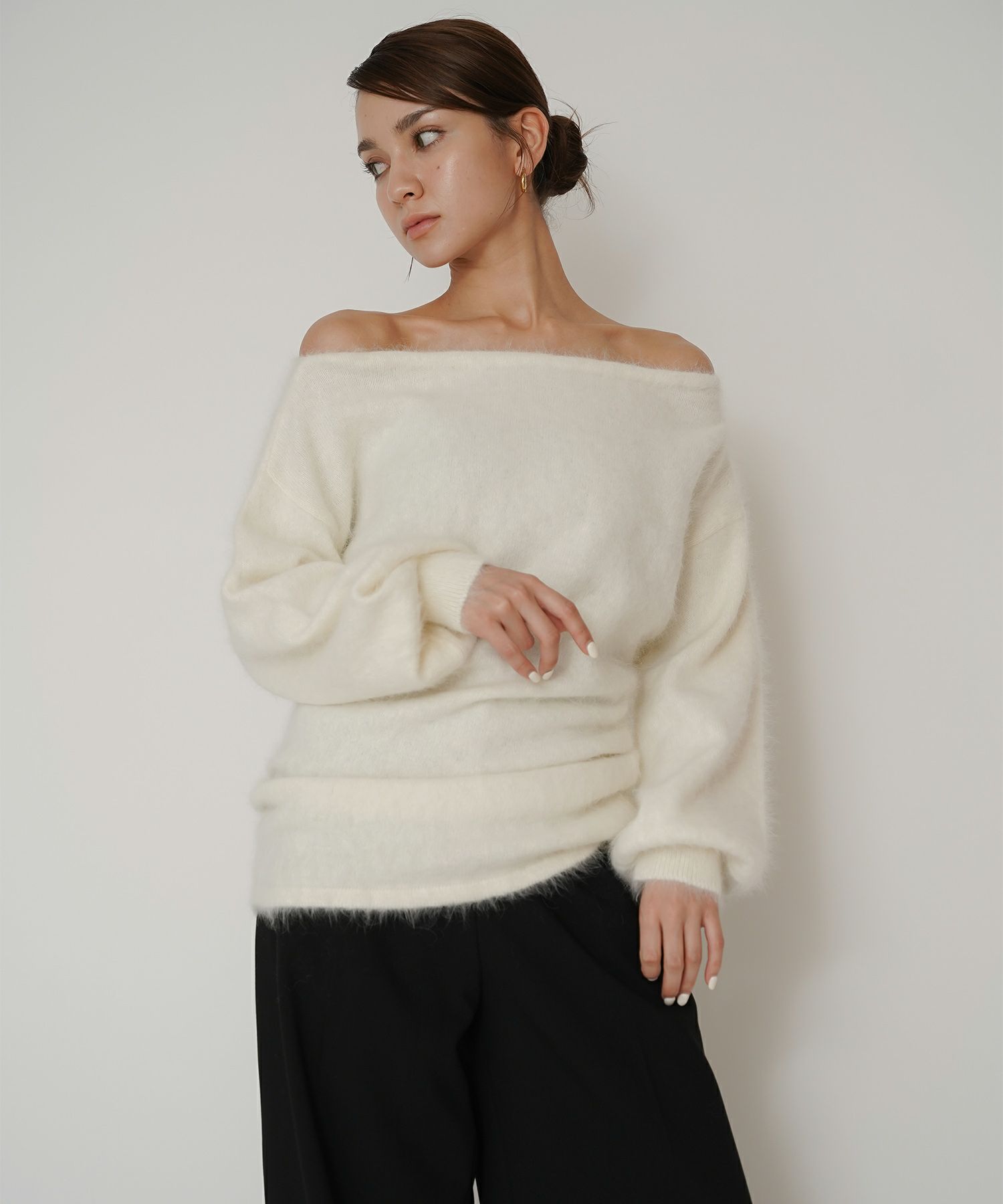 アンゴラ ファー オフショル ミニ ワンピース KINO THE KEI