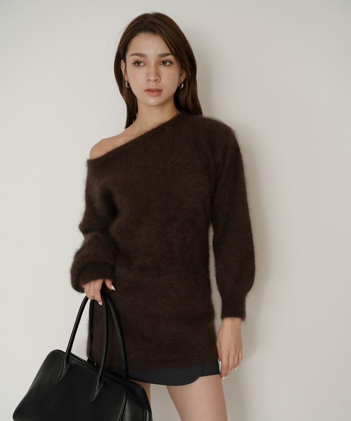 アンゴラ ファー オフショル ミニ ワンピース KINO THE KEI