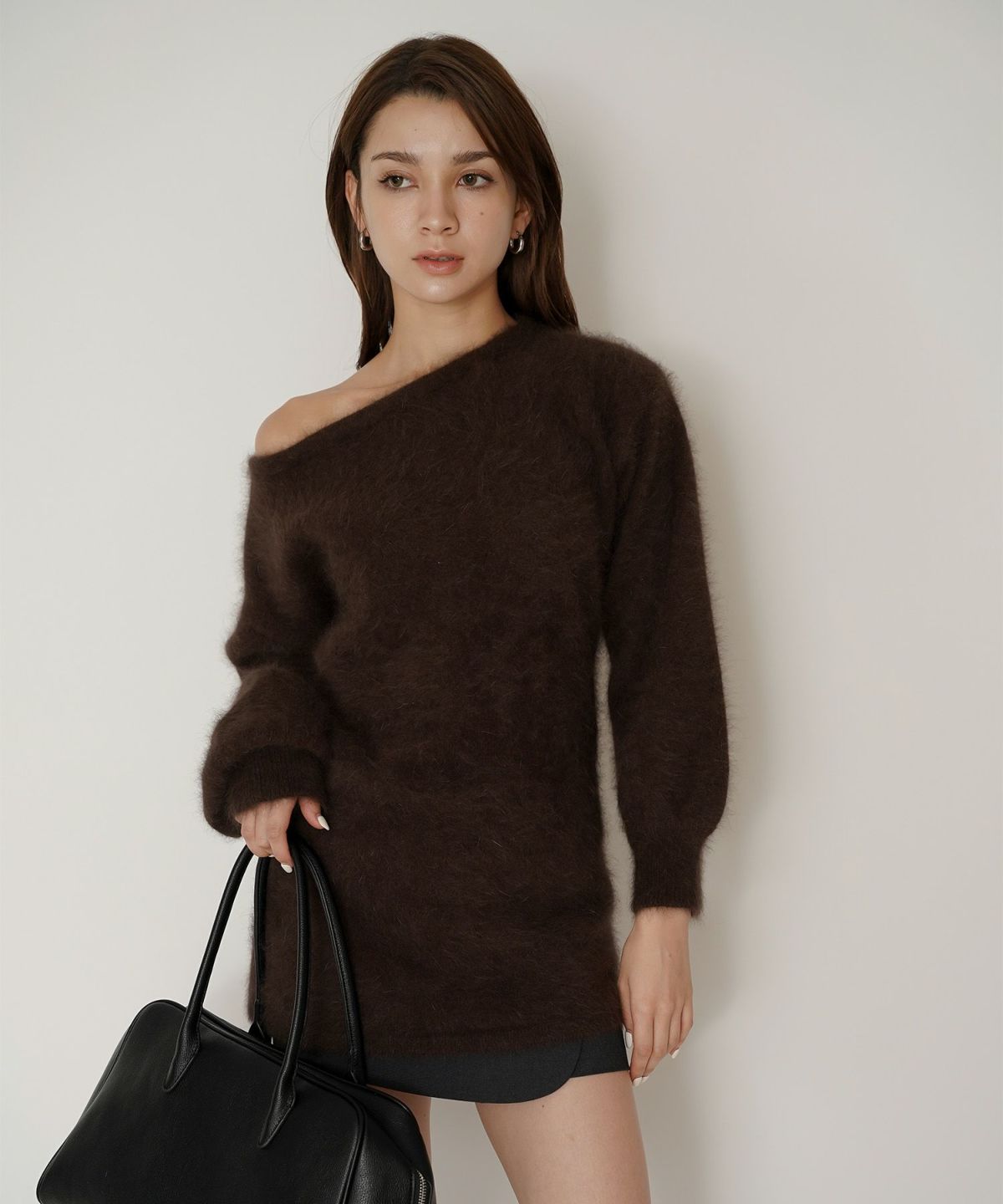 アンゴラ ファー オフショル ミニ ワンピース KINO THE KEI